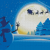 Snowman With Santa Claus Silhouette Diamond Paintings