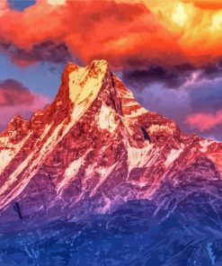 Snowy Himalayas At Sunset Diamond Painting