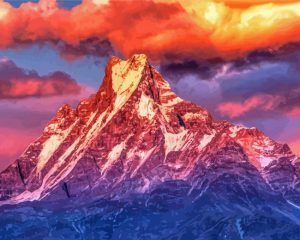 Snowy Himalayas At Sunset Diamond Painting