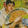 Vintage Woman With Fan Diamond Paintings