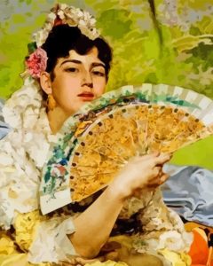 Vintage Woman With Fan Diamond Painting