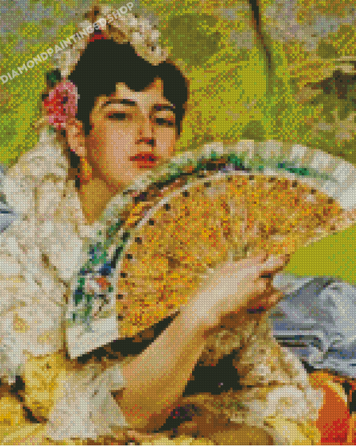 Vintage Woman With Fan Diamond Paintings