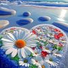 White Tropical Floral Heart Diamond Painting