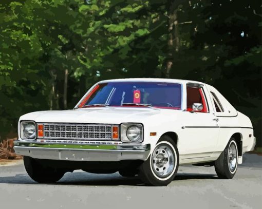 1976 White Chevrolet Nova Car Diamond Painting