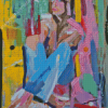 Abstract Girl In Denim Diamond Paintings