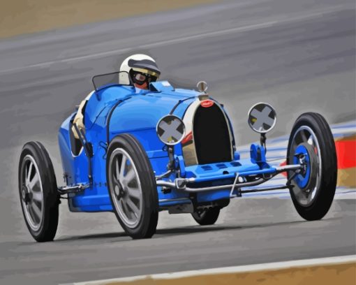 Aesthetic Blue Bugatti Type 35 Diamond Painting