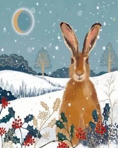 Aesthetic Christmas Hare Diamond Painting