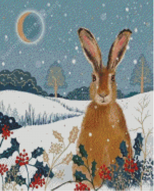 Aesthetic Christmas Hare Diamond Paintings
