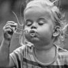 Black And White Little Girl Blowing Bubbles Diamond Painting