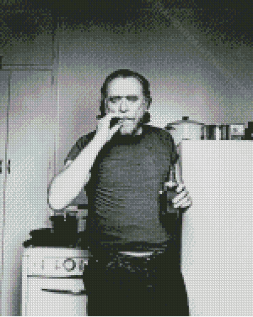 Black And White Charles Bukowski Poet Diamond Paintings