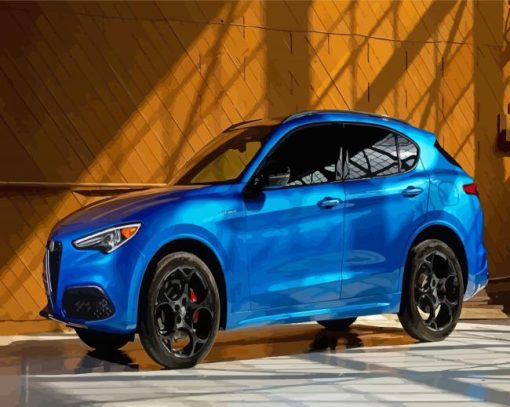 Blue Stelvio Alfa Romeo Car Diamond Painting