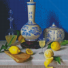 Blue Vase With Lemons Diamond Paintings