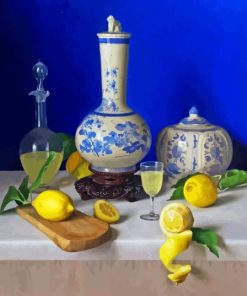 Blue Vase With Lemons Diamond Painting