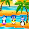 Cartoon Penguin On The Beach Diamond Painting