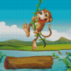 Cartoon Swinging Monkey Diamond Paintings