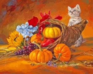 Cat And Cornucopia Diamond Painting