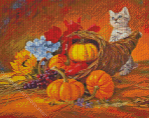 Cat And Cornucopia Diamond Paintings