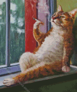 Cat Smoking Diamond Paintings