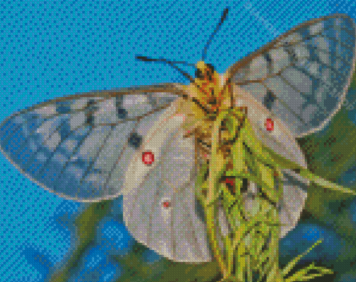 Clodius Parnassian White Butterfly Diamond Paintings