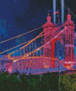 Colorful Roebling Suspension Bridge Kentucky Diamond Paintings
