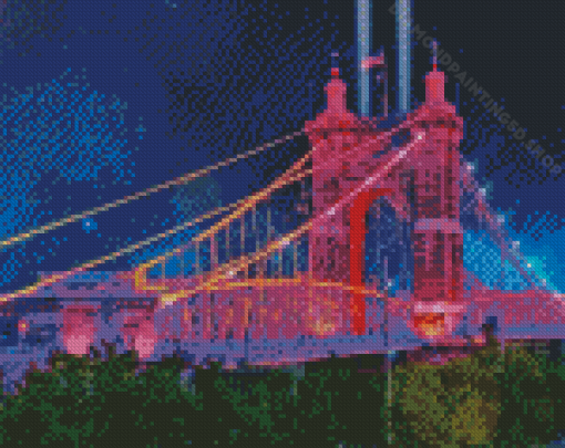 Colorful Roebling Suspension Bridge Kentucky Diamond Paintings