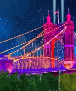 Colorful Roebling Suspension Bridge Kentucky Diamond Painting