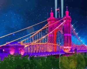 Colorful Roebling Suspension Bridge Kentucky Diamond Painting