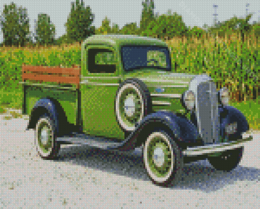 Dark Green 1936 Chevy Truck Diamond Paintings