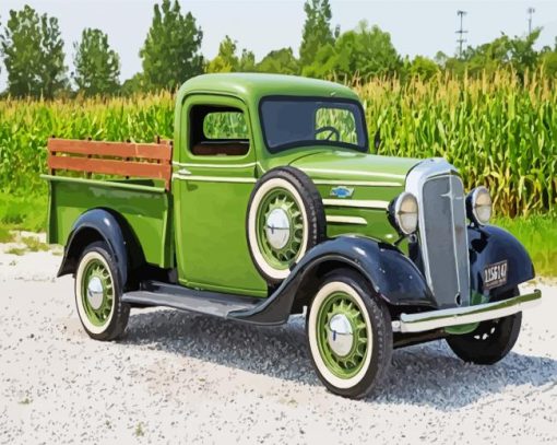 Dark Green 1936 Chevy Truck Diamond Painting