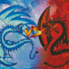 Fire And Ice Dragons Art Diamond Paintings