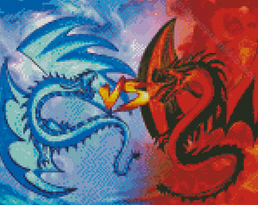 Fire And Ice Dragons Art Diamond Paintings