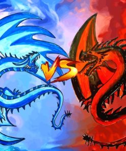 Fire And Ice Dragons Art Diamond Painting