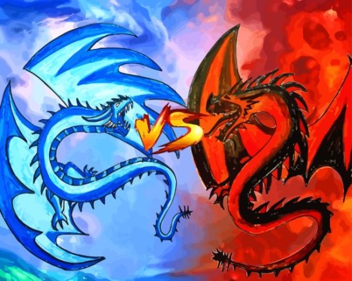 Fire And Ice Dragons Art Diamond Painting