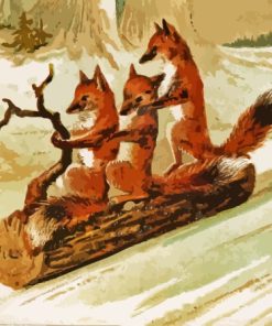 Foxes Sledding Diamond Painting