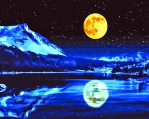 Full Moon Over Lake Diamond Painting