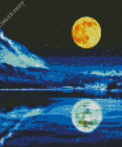 Full Moon Over Lake Diamond Paintings