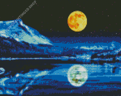 Full Moon Over Lake Diamond Paintings