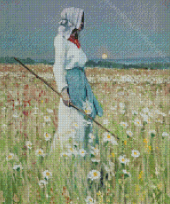 Girl In Meadow Art Diamond Paintings