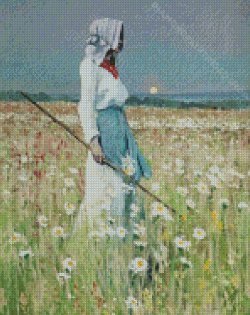 Girl In Meadow Art Diamond Paintings