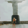 Girl In Front Of Christ The Redeemer Statue Diamond Paintings