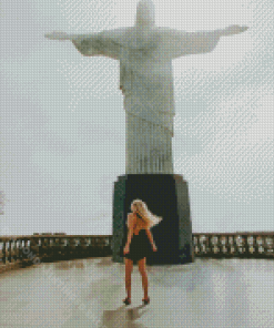 Girl In Front Of Christ The Redeemer Statue Diamond Paintings