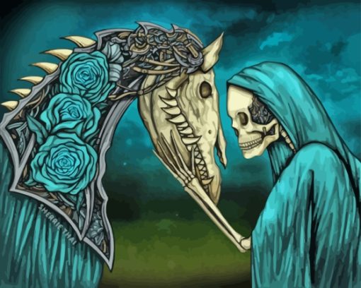 Gothic Skeleton And Horse Diamond Painting