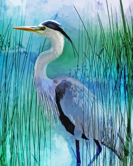 Grey Heron Bird Diamond Painting