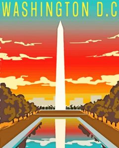 Illustration Washington Monument Poster Diamond Painting