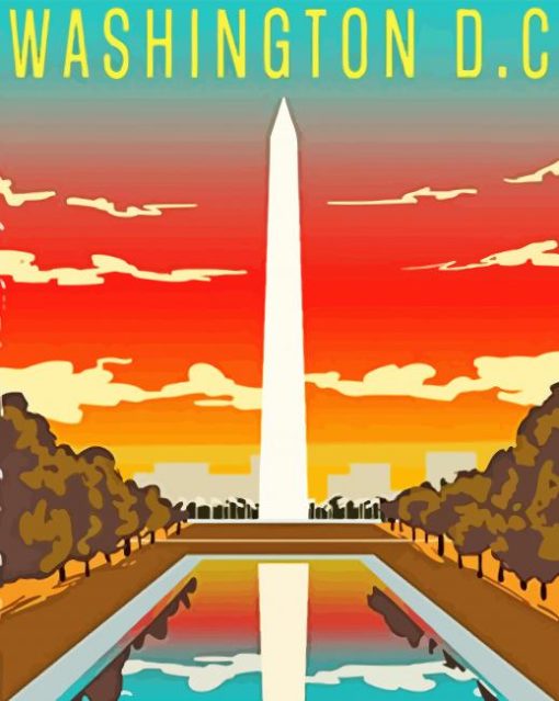Illustration Washington Monument Poster Diamond Painting