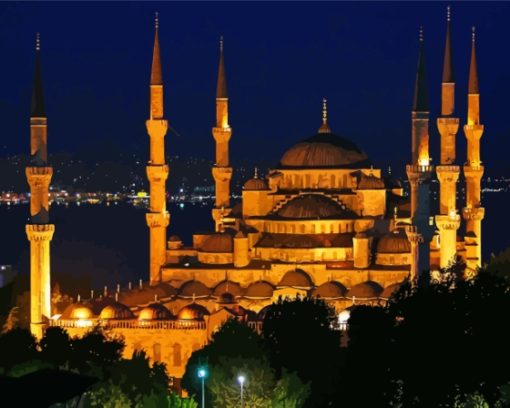 Istanbul Night Mosque Diamond Painting