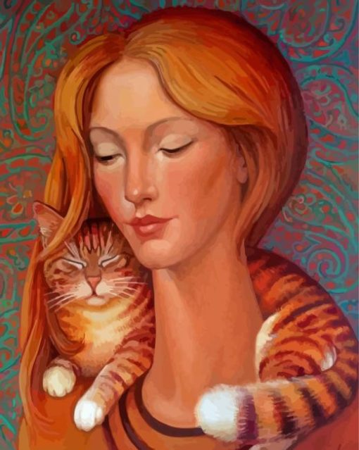 Lady And Cat Diamond Painting