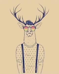 Modern Deer With Glasses Diamond Painting