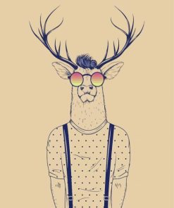 Modern Deer With Glasses Diamond Painting