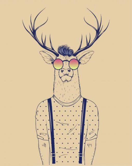 Modern Deer With Glasses Diamond Painting